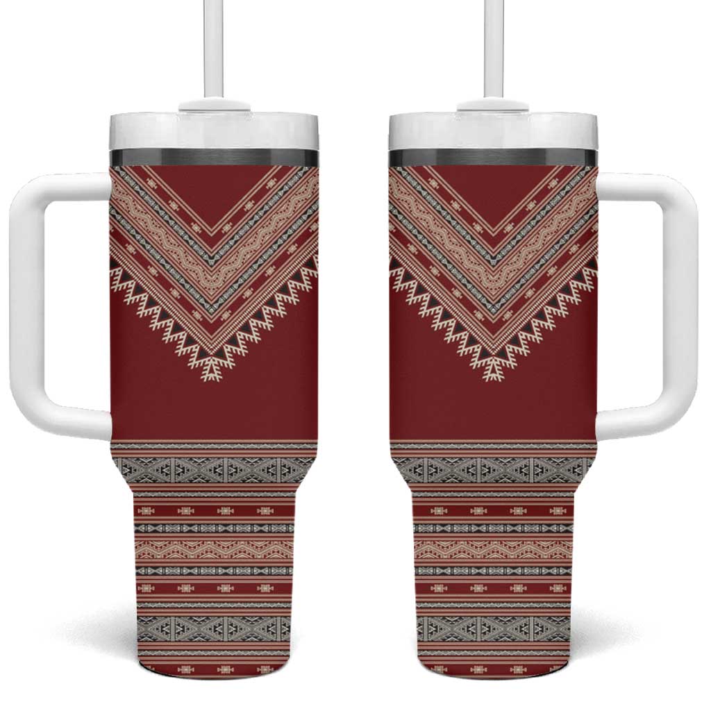 Tunisian Embroidery Pattern Tumbler With Handle - Wonder Print Shop