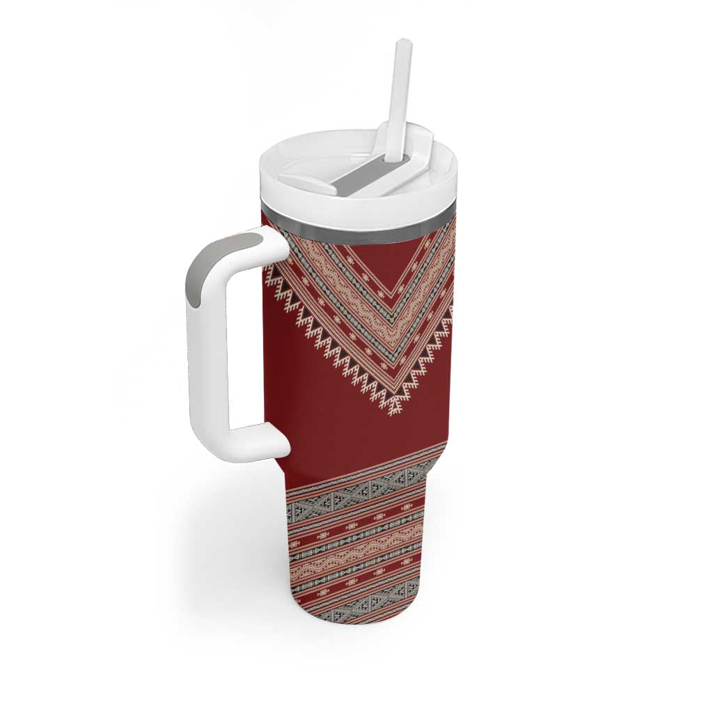 Tunisian Embroidery Pattern Tumbler With Handle - Wonder Print Shop