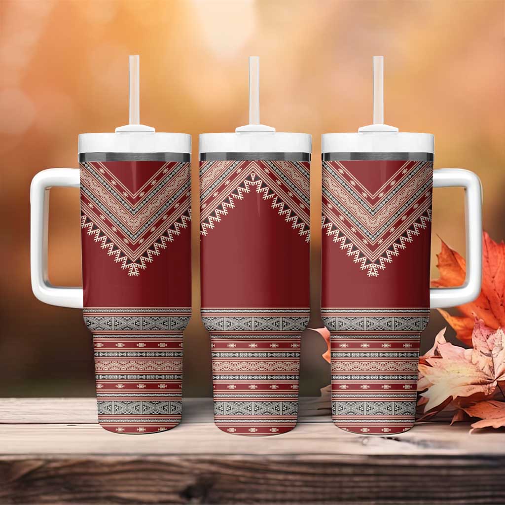 Tunisian Embroidery Pattern Tumbler With Handle - Wonder Print Shop