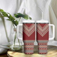 Tunisian Embroidery Pattern Tumbler With Handle - Wonder Print Shop