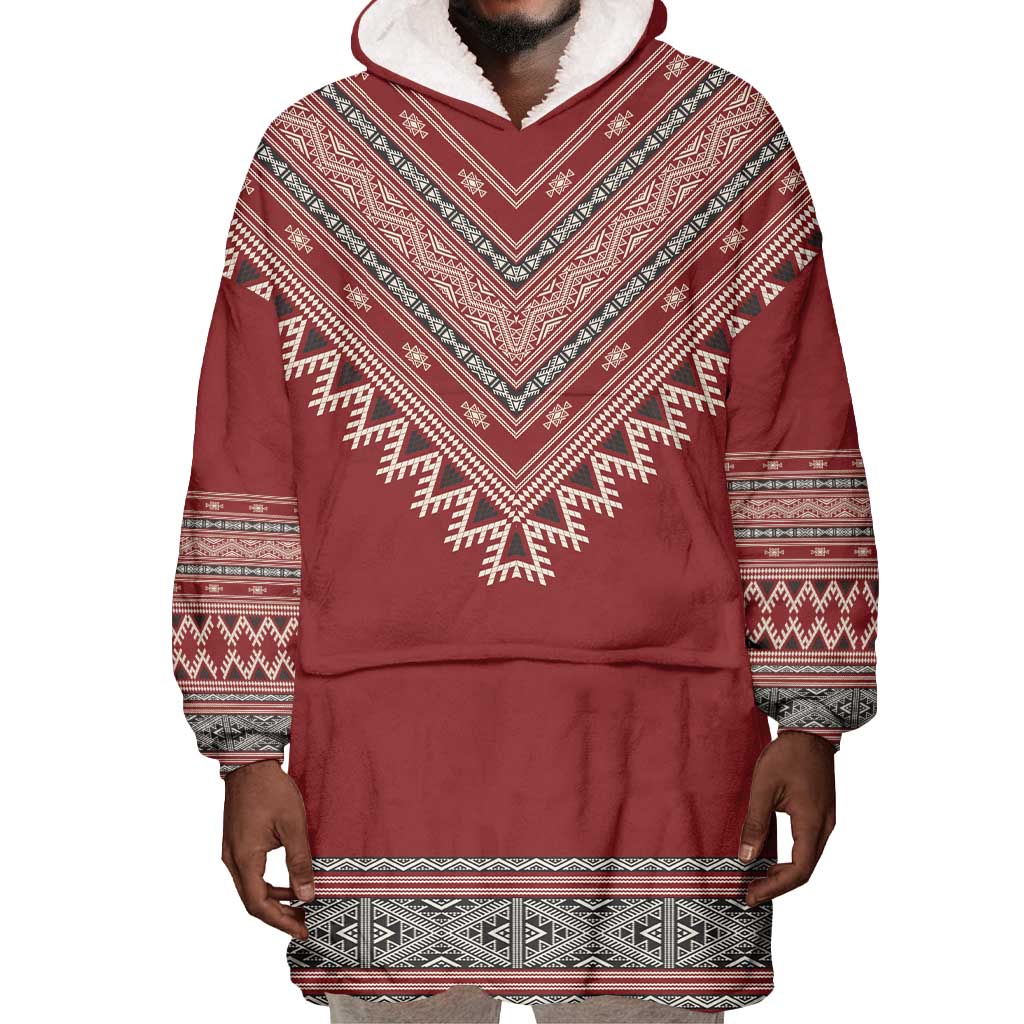 Tunisian Embroidery Pattern Wearable Blanket Hoodie - Wonder Print Shop