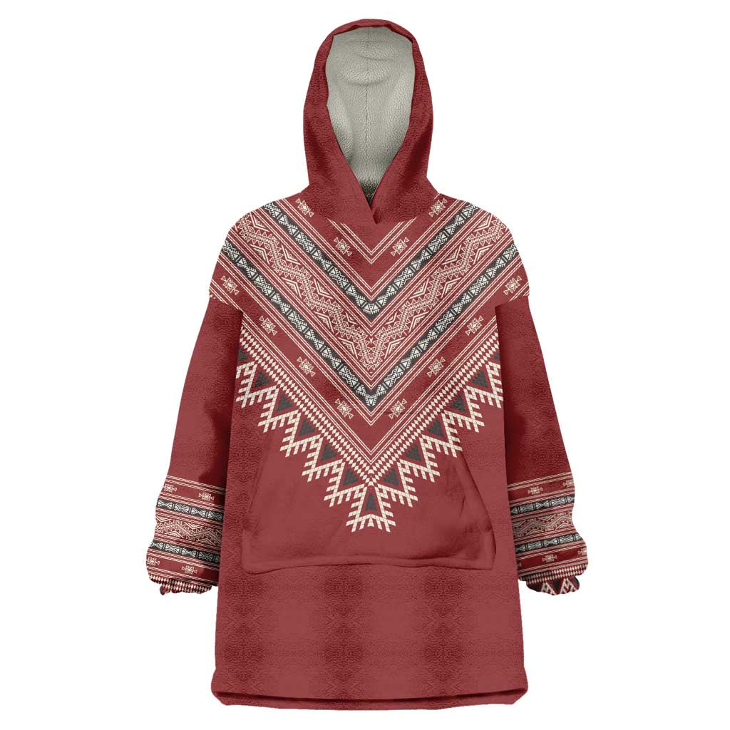 Tunisian Embroidery Pattern Wearable Blanket Hoodie - Wonder Print Shop