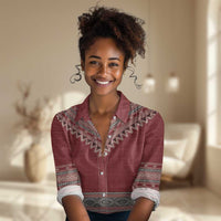 Tunisian Embroidery Pattern Women Casual Shirt - Wonder Print Shop