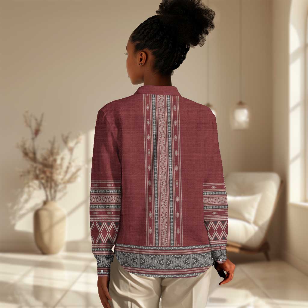 Tunisian Embroidery Pattern Women Casual Shirt - Wonder Print Shop