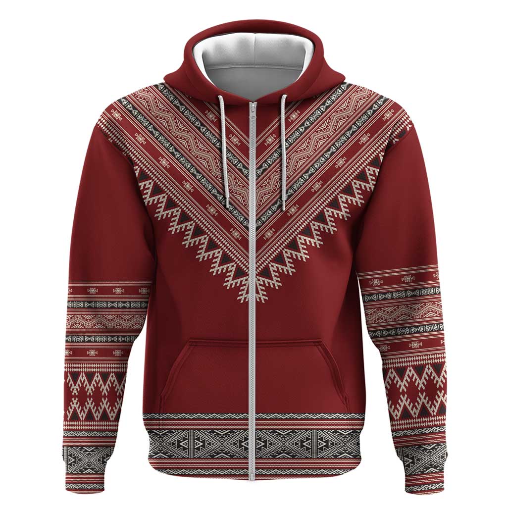 Tunisian Embroidery Pattern Zip Hoodie - Wonder Print Shop