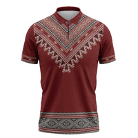 Tunisian Embroidery Pattern Zipper Polo Shirt - Wonder Print Shop