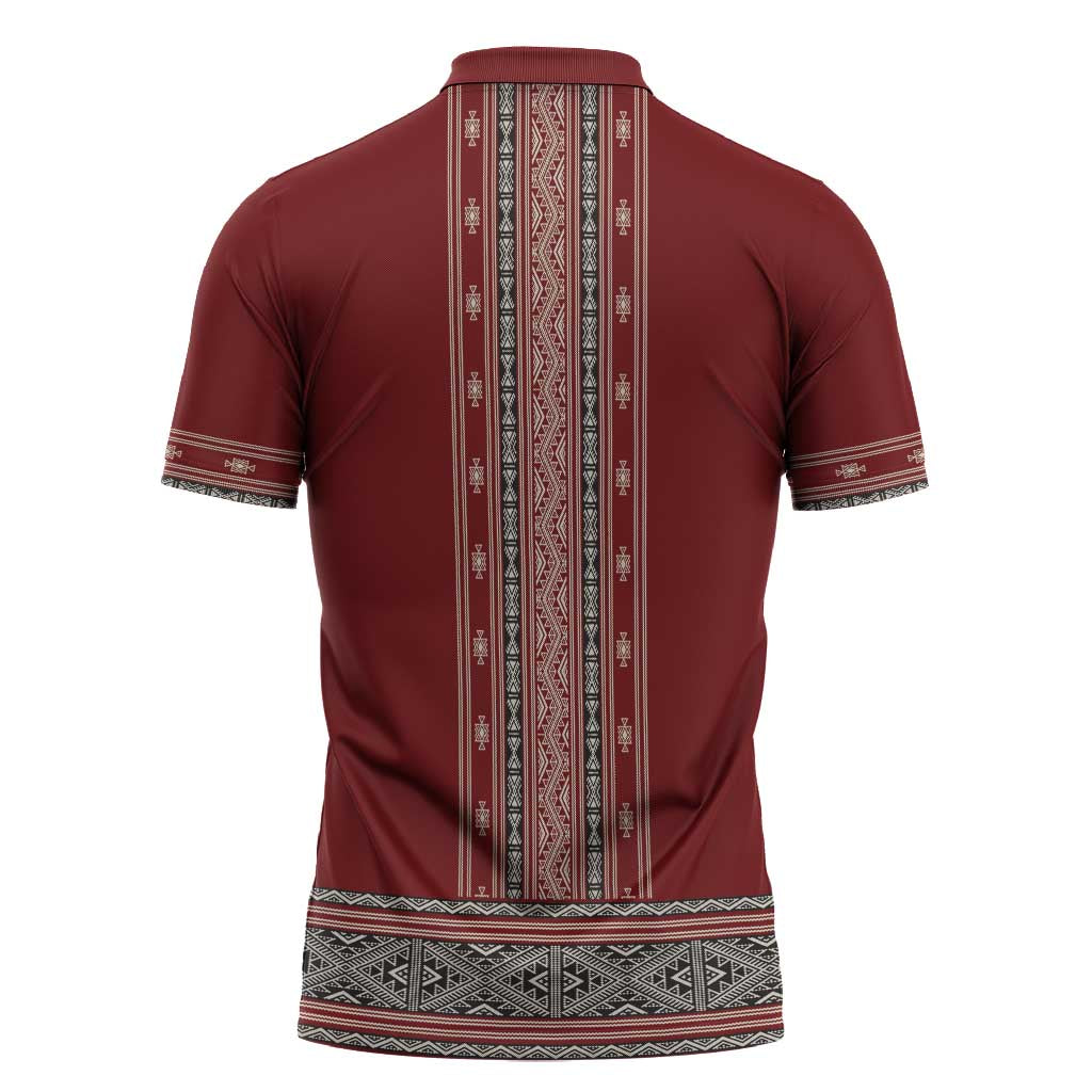 Tunisian Embroidery Pattern Zipper Polo Shirt - Wonder Print Shop