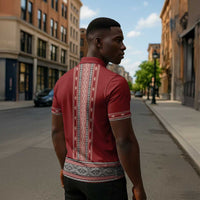 Tunisian Embroidery Pattern Zipper Polo Shirt - Wonder Print Shop
