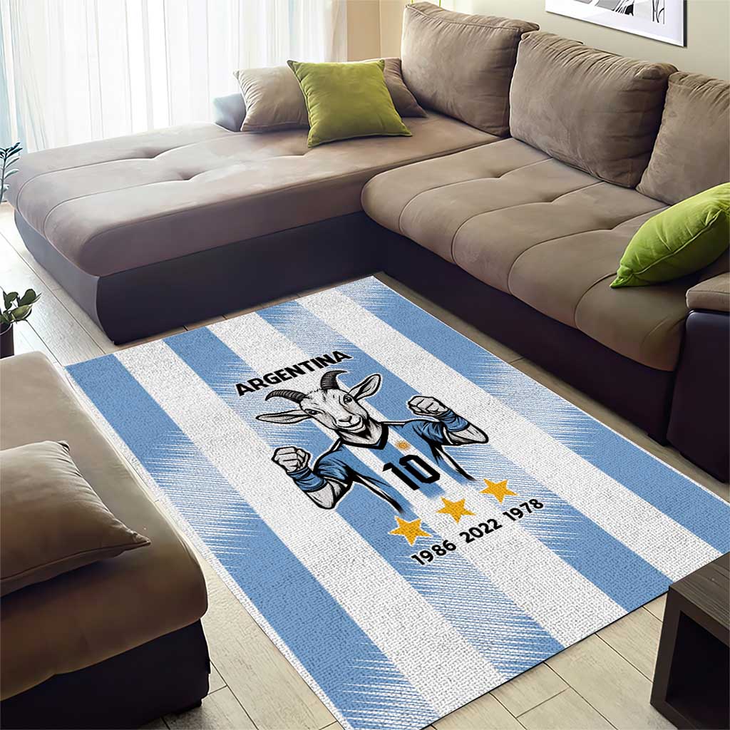 Blue Argentina 10 Goat Area Rug History Champions World Cup