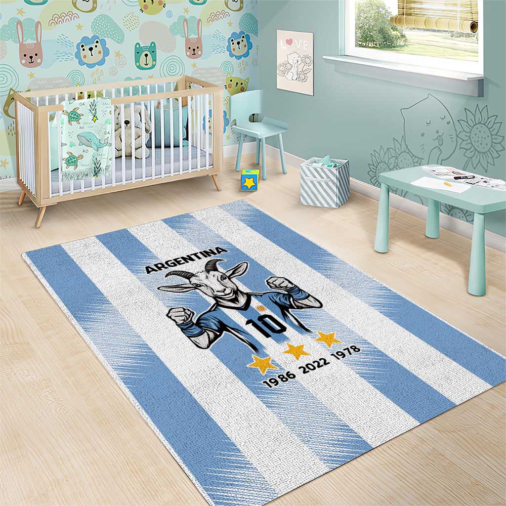 Blue Argentina 10 Goat Area Rug History Champions World Cup