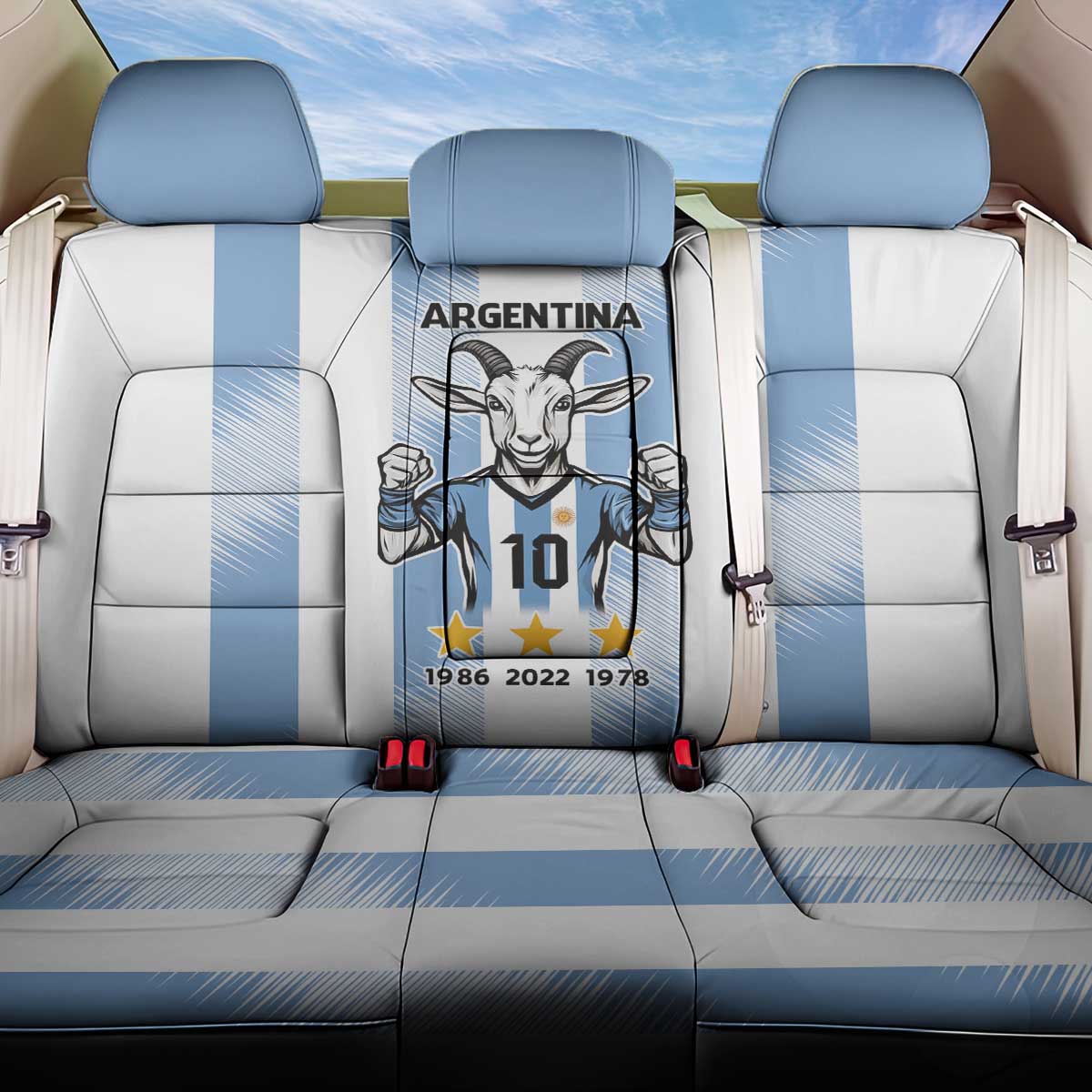 Blue Argentina 10 Goat Back Car Seat Cover History Champions World Cup