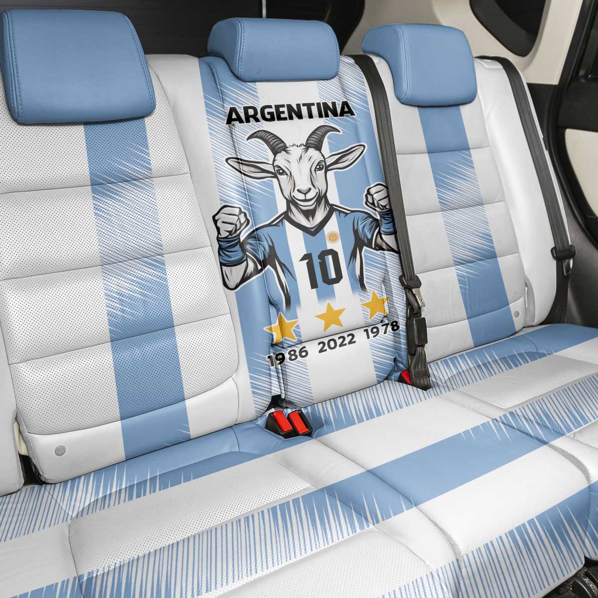 Blue Argentina 10 Goat Back Car Seat Cover History Champions World Cup