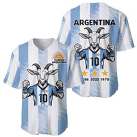 Blue Argentina 10 Goat Baseball Jersey History Champions World Cup