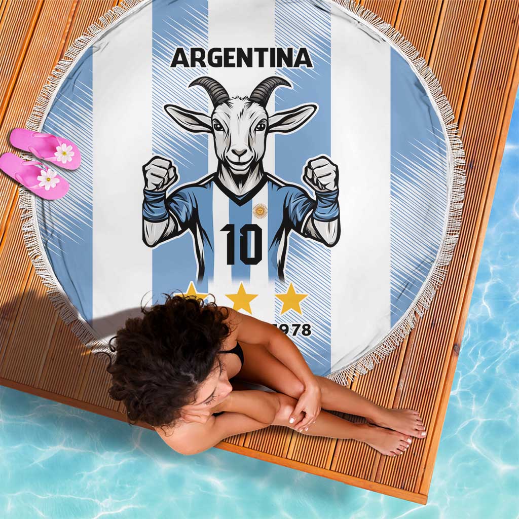 Blue Argentina 10 Goat Beach Blanket History Champions World Cup