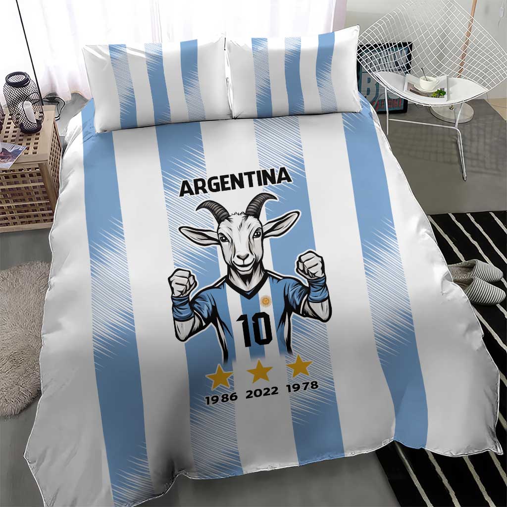 Blue Argentina 10 Goat Bedding Set History Champions World Cup