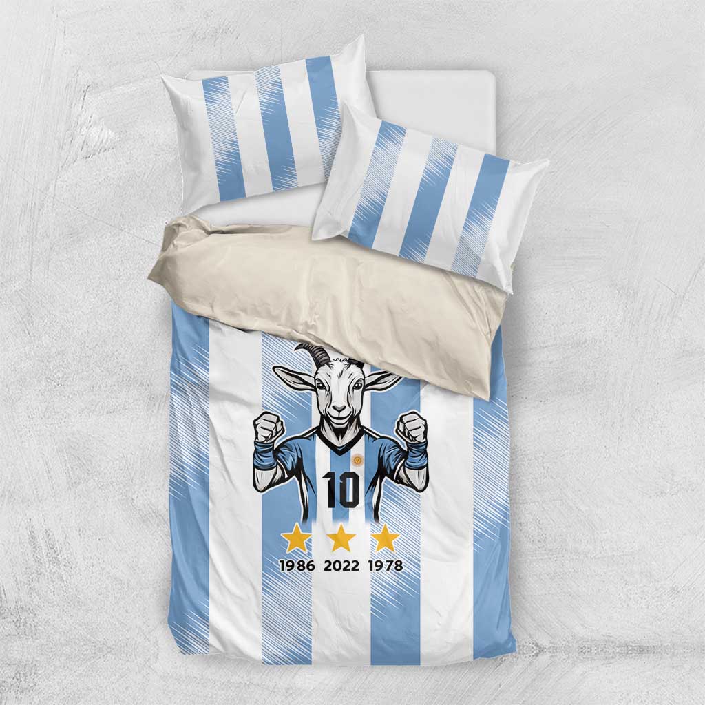 Blue Argentina 10 Goat Bedding Set History Champions World Cup