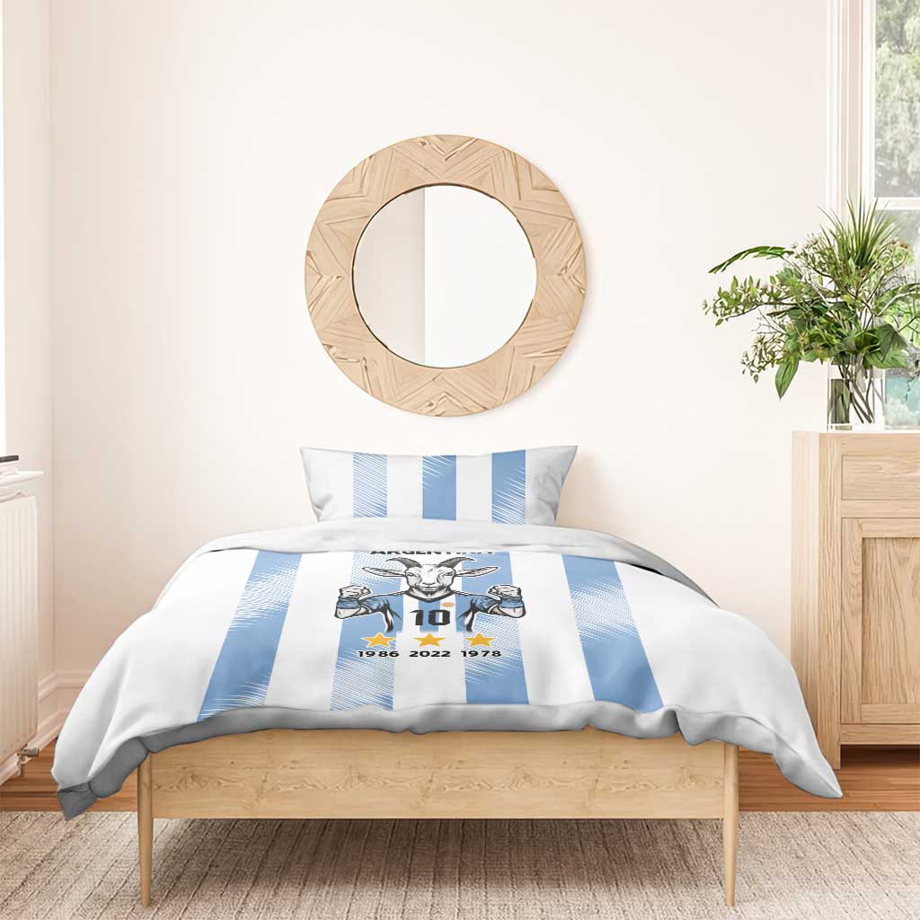 Blue Argentina 10 Goat Bedding Set History Champions World Cup