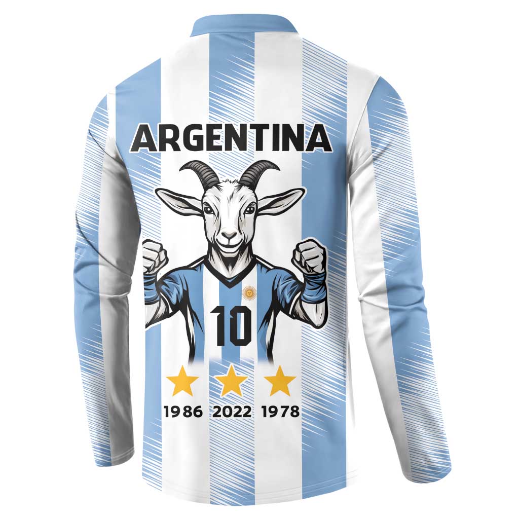 Blue Argentina 10 Goat Button Sweatshirt History Champions World Cup