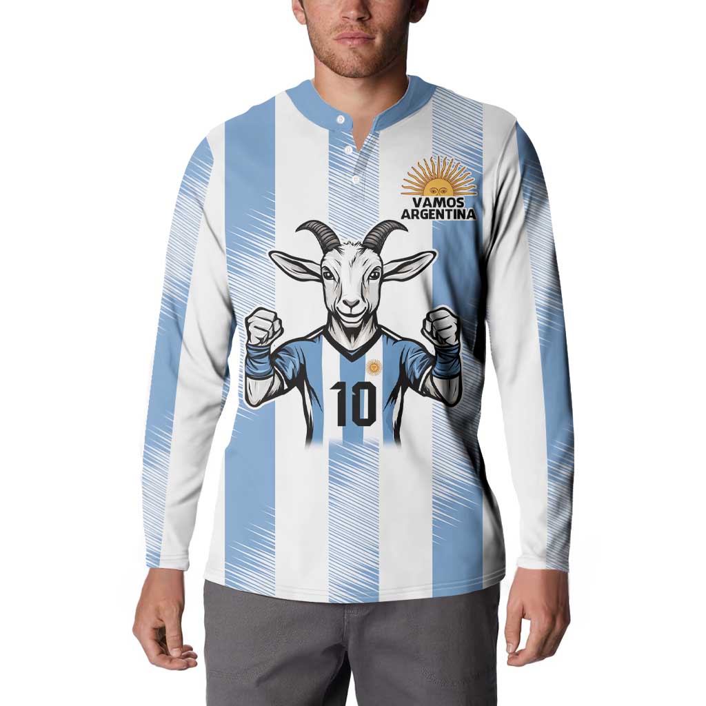 Blue Argentina 10 Goat Button Sweatshirt History Champions World Cup