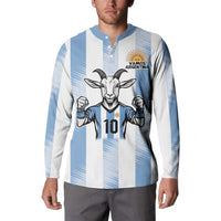 Blue Argentina 10 Goat Button Sweatshirt History Champions World Cup