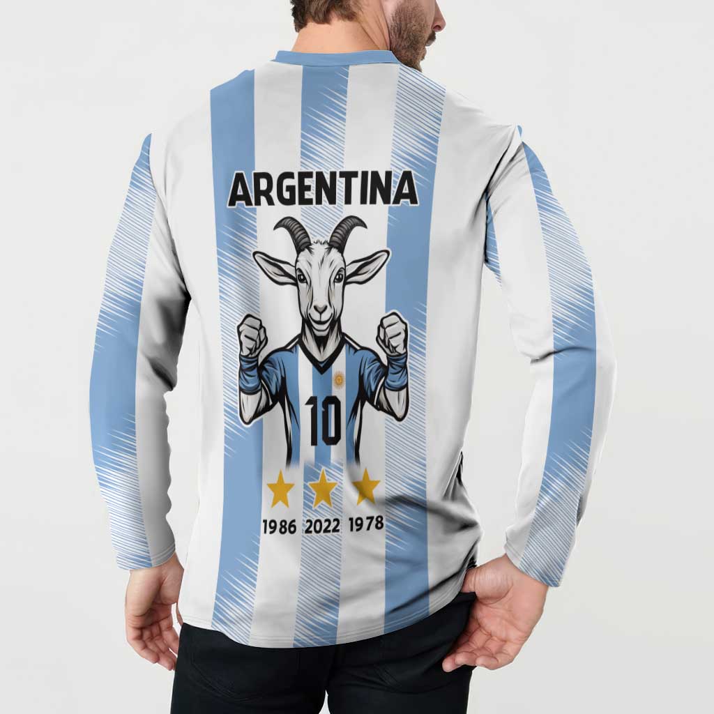 Blue Argentina 10 Goat Button Sweatshirt History Champions World Cup