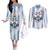 Blue Argentina 10 Goat Couples Matching Off The Shoulder Long Sleeve Dress and Long Sleeve Button Shirt History Champions World Cup