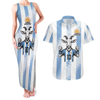 Blue Argentina 10 Goat Couples Matching Tank Maxi Dress and Hawaiian Shirt History Champions World Cup
