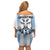Blue Argentina 10 Goat Family Matching Off Shoulder Short Dress and Hawaiian Shirt History Champions World Cup