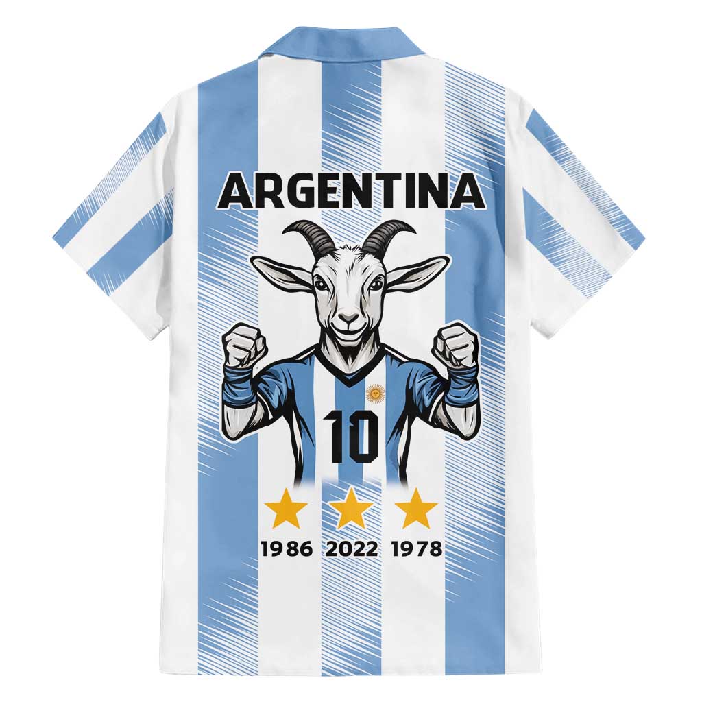 Blue Argentina 10 Goat Family Matching Short Sleeve Bodycon Dress and Hawaiian Shirt History Champions World Cup