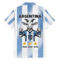 Blue Argentina 10 Goat Family Matching Short Sleeve Bodycon Dress and Hawaiian Shirt History Champions World Cup