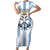 Blue Argentina 10 Goat Family Matching Short Sleeve Bodycon Dress and Hawaiian Shirt History Champions World Cup