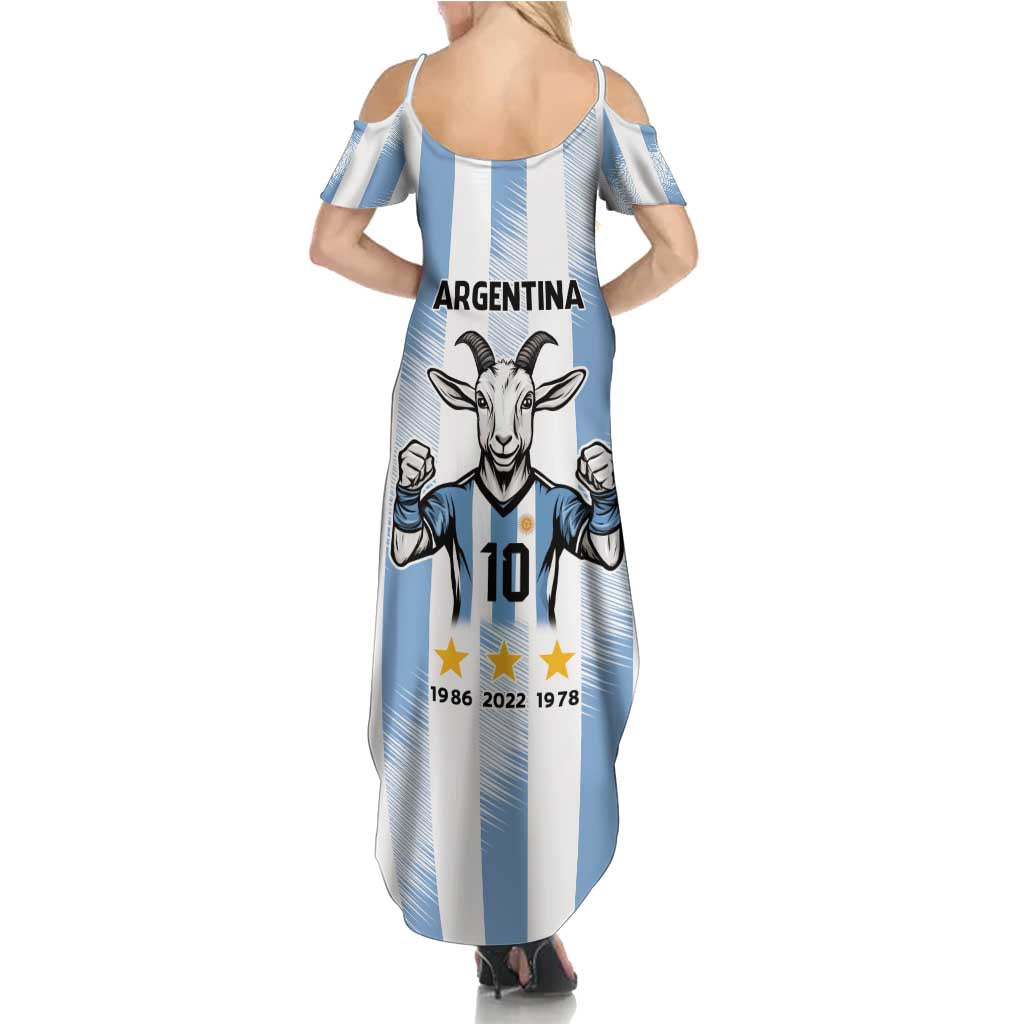 Blue Argentina 10 Goat Family Matching Summer Maxi Dress and Hawaiian Shirt History Champions World Cup