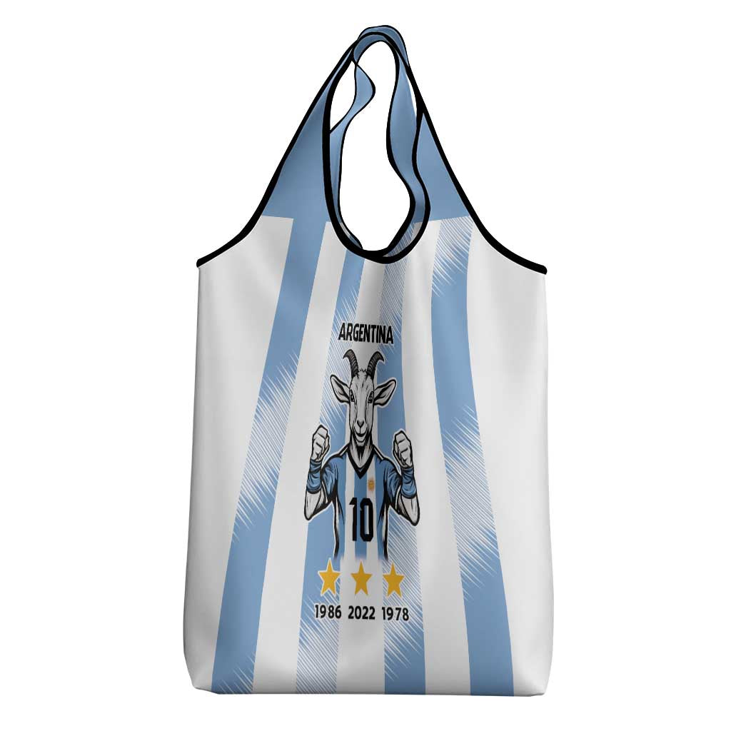 Blue Argentina 10 Goat Grocery Bag History Champions World Cup