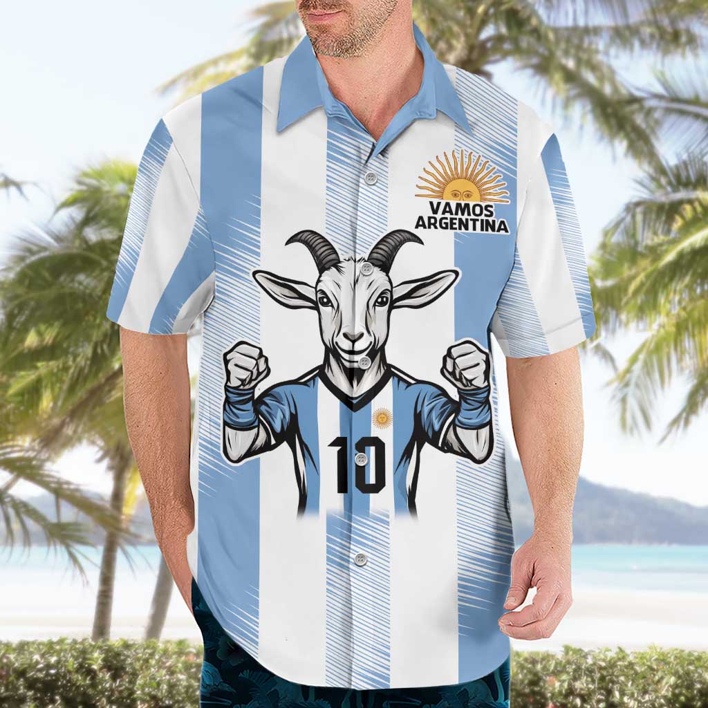 Blue Argentina 10 Goat Hawaiian Shirt History Champions World Cup