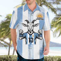 Blue Argentina 10 Goat Hawaiian Shirt History Champions World Cup