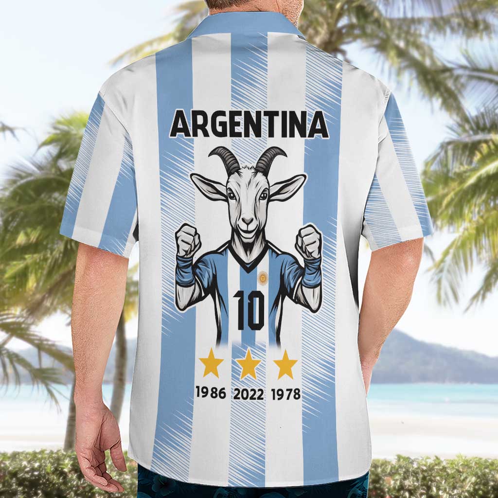 Blue Argentina 10 Goat Hawaiian Shirt History Champions World Cup