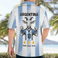 Blue Argentina 10 Goat Hawaiian Shirt History Champions World Cup