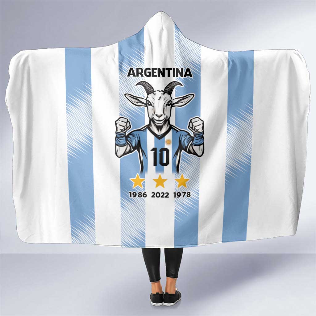 Blue Argentina 10 Goat Hooded Blanket History Champions World Cup