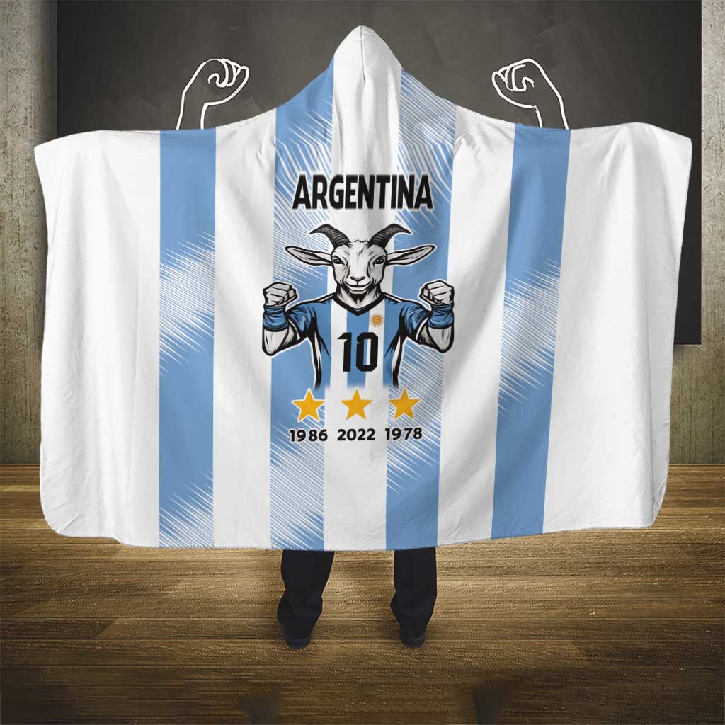 Blue Argentina 10 Goat Hooded Blanket History Champions World Cup