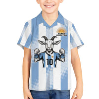Blue Argentina 10 Goat Kid Hawaiian Shirt History Champions World Cup