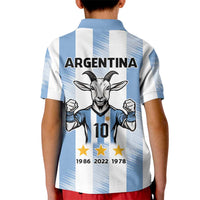 Blue Argentina 10 Goat Kid Polo Shirt History Champions World Cup