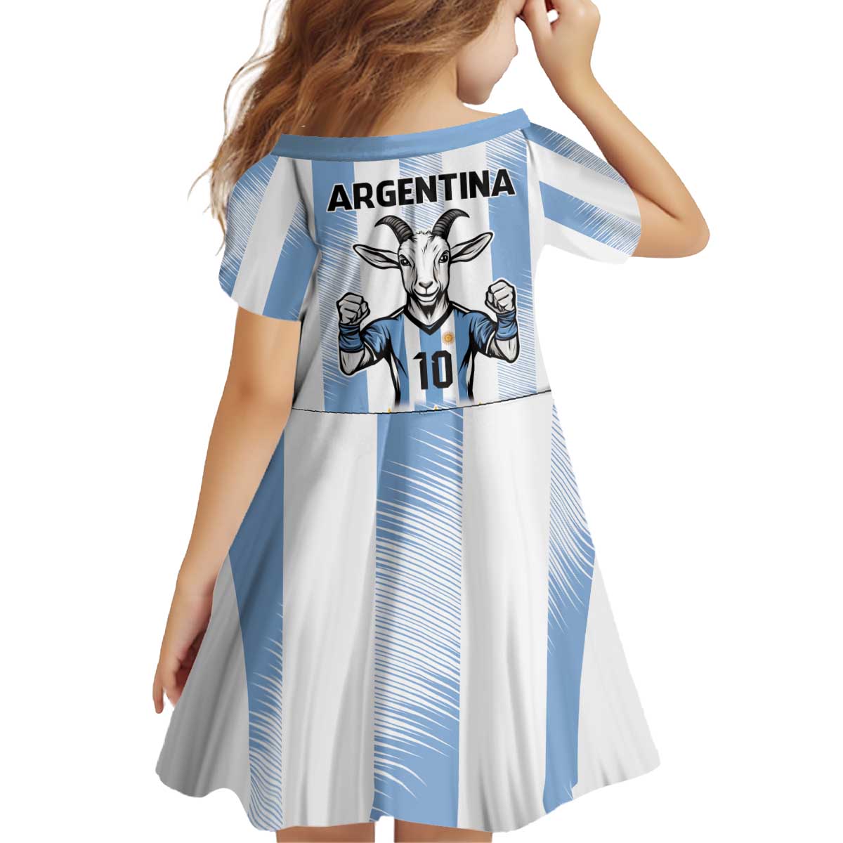 Blue Argentina 10 Goat Kid Short Sleeve Dress History Champions World Cup