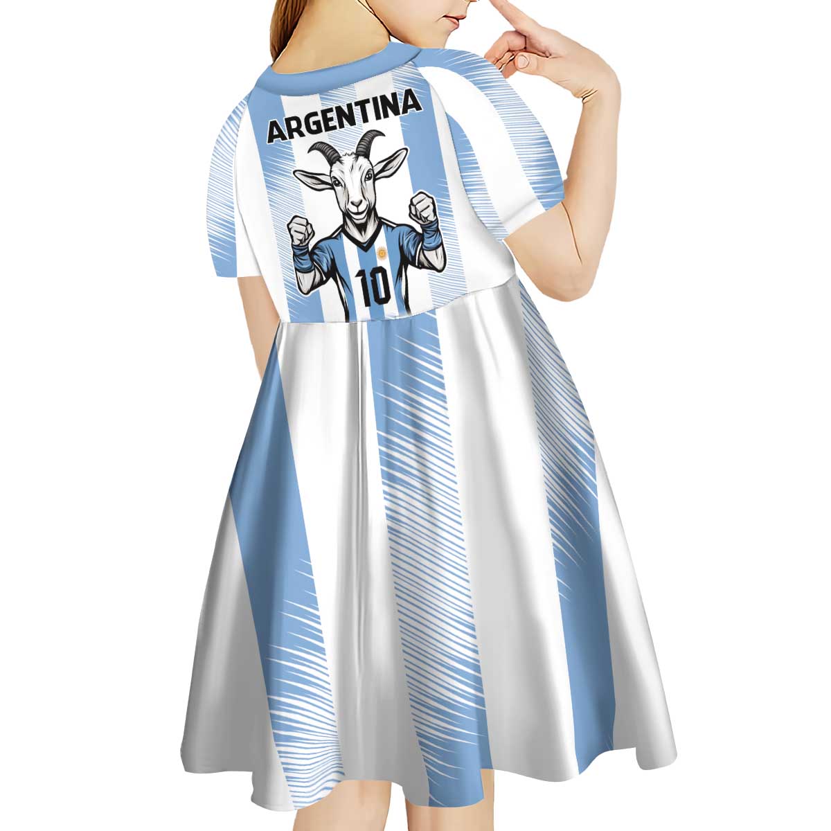 Blue Argentina 10 Goat Kid Short Sleeve Dress History Champions World Cup