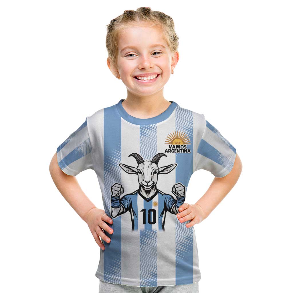 Blue Argentina 10 Goat Kid T Shirt History Champions World Cup
