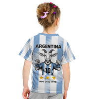 Blue Argentina 10 Goat Kid T Shirt History Champions World Cup