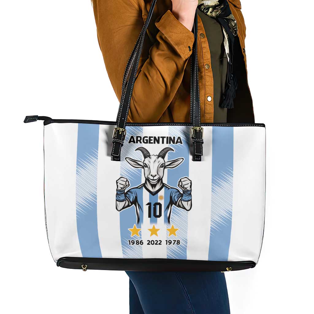 Blue Argentina 10 Goat Leather Tote Bag History Champions World Cup