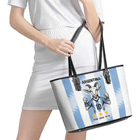 Blue Argentina 10 Goat Leather Tote Bag History Champions World Cup