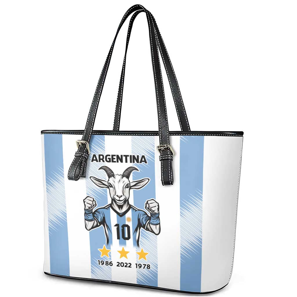 Blue Argentina 10 Goat Leather Tote Bag History Champions World Cup