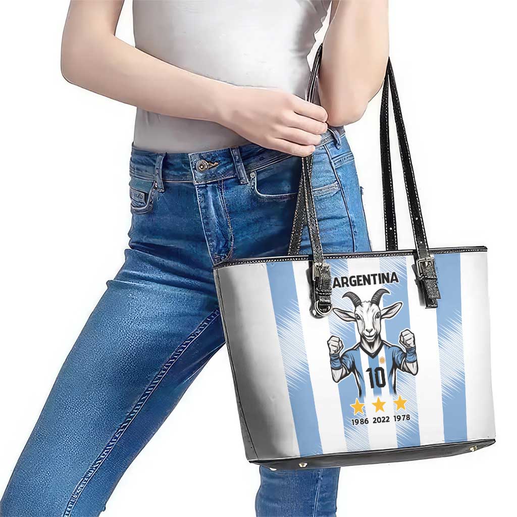 Blue Argentina 10 Goat Leather Tote Bag History Champions World Cup