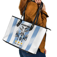 Blue Argentina 10 Goat Leather Tote Bag History Champions World Cup